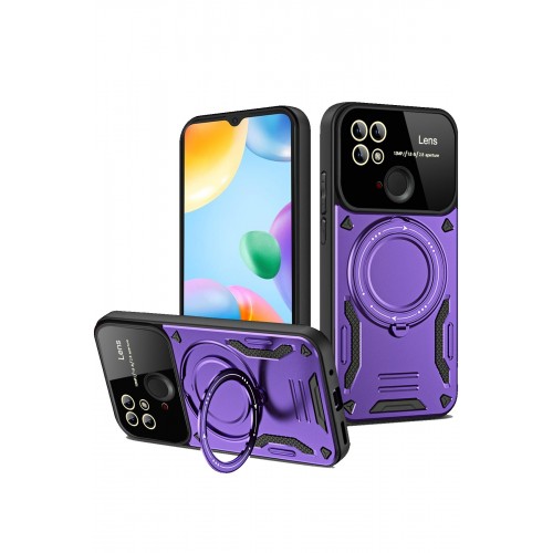 Newface Xiaomi Redmi 13C Kılıf Joy Lens Standlı Kapak - Mor Newface Xiaomi Redmi 13C Kılıf Joy Lens Standlı Kapak - Mor
