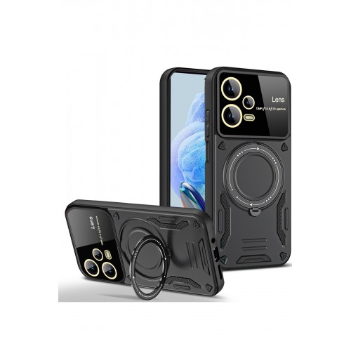 Newface Xiaomi Redmi Note 12 Pro 5G Kılıf Joy Lens Standlı Kapak - Siyah Newface Xiaomi Redmi Note 12 Pro 5G Kılıf Joy Lens Standlı Kapak - Siyah