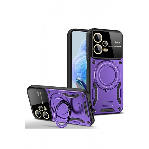 Newface Xiaomi Redmi Note 12 Pro 5G Kılıf Joy Lens Standlı Kapak - Mor Newface Xiaomi Redmi Note 12 Pro 5G Kılıf Joy Lens Standlı Kapak - Mor