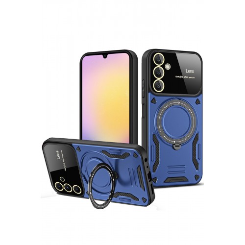 Newface Samsung Galaxy A55 5G Kılıf Joy Lens Standlı Kapak - Lacivert
