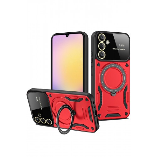 Newface Samsung Galaxy A34 5G Kılıf Joy Lens Standlı Kapak - Kırmızı Newface Samsung Galaxy A34 5G Kılıf Joy Lens Standlı Kapak - Kırmızı