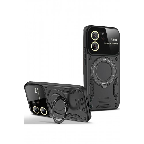 Newface Xiaomi Mi 13T Kılıf Joy Lens Standlı Kapak - Siyah