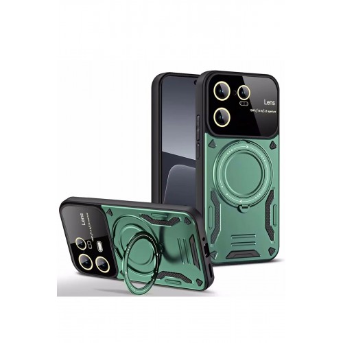 Newface Xiaomi Mi 13T Pro Kılıf Joy Lens Standlı Kapak - Koyu Yeşil Newface Xiaomi Mi 13T Pro Kılıf Joy Lens Standlı Kapak - Koyu Yeşil