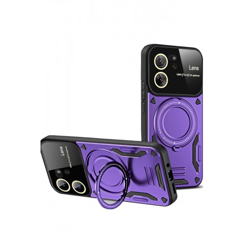 Newface Xiaomi Mi 13T Pro Kılıf Joy Lens Standlı Kapak - Mor Newface Xiaomi Mi 13T Pro Kılıf Joy Lens Standlı Kapak - Mor