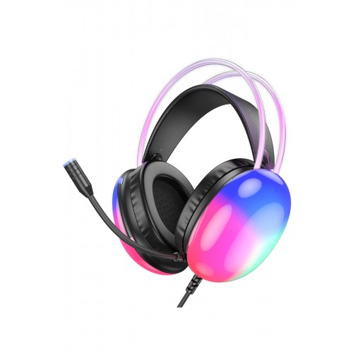 Hoco W109 2M USB Aux RGB Gaming Kablolu Kulaklık - Siyah Hoco W109 2M USB Aux RGB Gaming Kablolu Kulaklık - Siyah