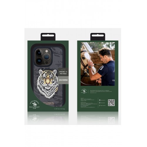 Santa Barbara Polo Racquet Club iPhone 15 Pro Max Savanna Kapak - Snow Leopard Titan Gri Santa Barbara Polo Racquet Club iPhone 15 Pro Max Savanna Kapak - Snow Leopard Titan Gri