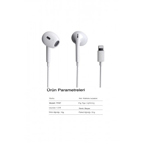 Yesido YH37 1.2M Lightning Bluetooth Kablolu Kulaklık - Beyaz Yesido YH37 1.2M Lightning Bluetooth Kablolu Kulaklık - Beyaz