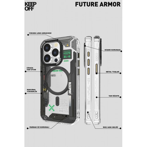 Keep Off iPhone 15 Pro Max Future Armor Magsafe Kapak - No1 Machine Keep Off iPhone 15 Pro Max Future Armor Magsafe Kapak - No1 Machine