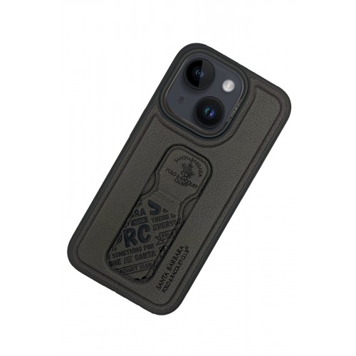 Santa Barbara Polo Racquet Club iPhone 15 Blaise Stand Kapak - Gri Santa Barbara Polo Racquet Club iPhone 15 Blaise Stand Kapak - Gri