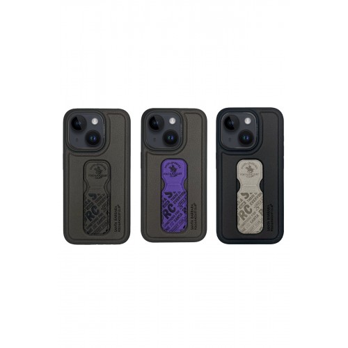 Santa Barbara Polo Racquet Club iPhone 15 Blaise Stand Kapak - Mor Santa Barbara Polo Racquet Club iPhone 15 Blaise Stand Kapak - Mor