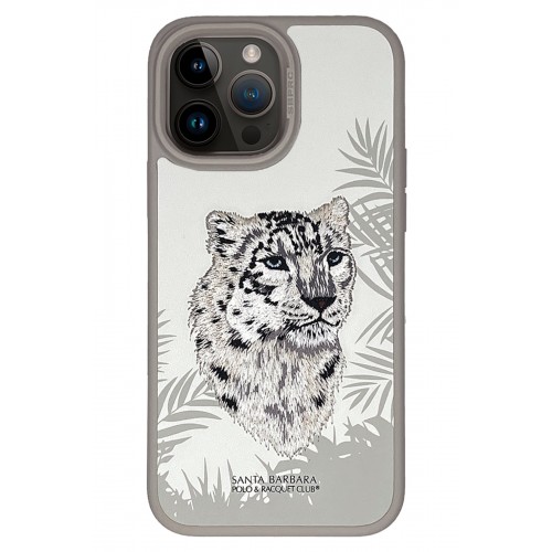 Santa Barbara Polo Racquet Club iPhone 15 Pro Savanna Kapak - Snow Leopard Beyaz Santa Barbara Polo Racquet Club iPhone 15 Pro Savanna Kapak - Snow Leopard Beyaz