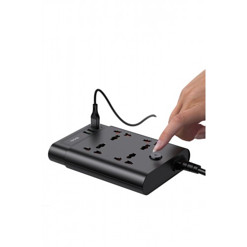 Yesido MC08 10in1 6 Adet Usb ve 4 Adet Priz Dönüştürücü 1.8M - Siyah Yesido MC08 10in1 6 Adet Usb ve 4 Adet Priz Dönüştürücü 1.8M - Siyah