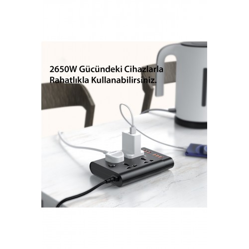 Yesido MC08 10in1 6 Adet Usb ve 4 Adet Priz Dönüştürücü 1.8M - Siyah Yesido MC08 10in1 6 Adet Usb ve 4 Adet Priz Dönüştürücü 1.8M - Siyah