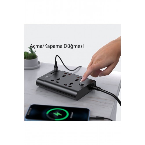 Yesido MC08 10in1 6 Adet Usb ve 4 Adet Priz Dönüştürücü 1.8M - Siyah Yesido MC08 10in1 6 Adet Usb ve 4 Adet Priz Dönüştürücü 1.8M - Siyah