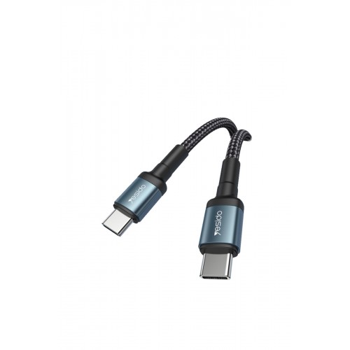 Yesido CA79 2M 60W Hasırlı Type-C to Type-C PD Hızlı Şarj Kablosu - Siyah Yesido CA79 2M 60W Hasırlı Type-C to Type-C PD Hızlı Şarj Kablosu - Siyah