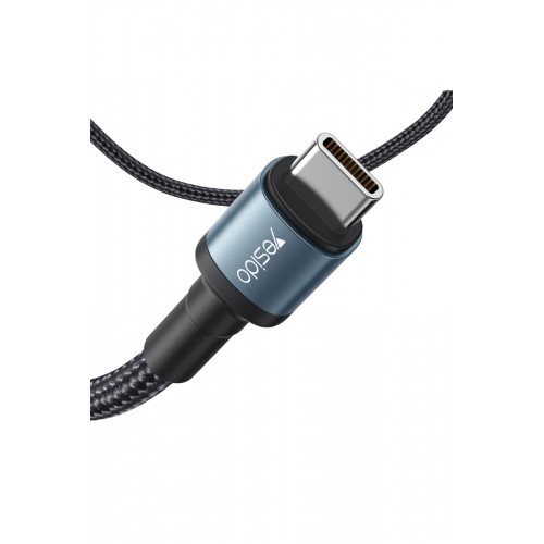 Yesido CA79 2M 60W Hasırlı Type-C to Type-C PD Hızlı Şarj Kablosu - Siyah Yesido CA79 2M 60W Hasırlı Type-C to Type-C PD Hızlı Şarj Kablosu - Siyah