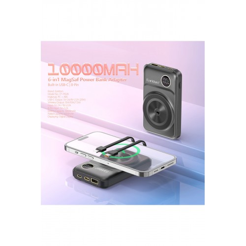 Earldom PD28 10.000 mAh 22.5W Kablosuz Şarjlı Dijital Göstergeli PD Hızlı Şarj Mini Powerbank - Mor Earldom PD28 10.000 mAh 22.5W Kablosuz Şarjlı Dijital Göstergeli PD Hızlı Şarj Mini Powerbank - Mor