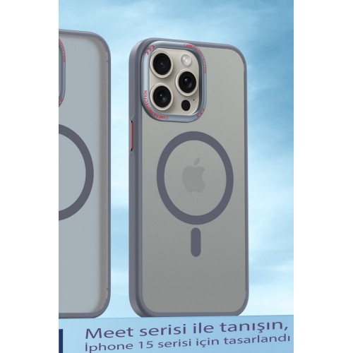 Movenchy iPhone 15 Pro Kılıf Radyant Magsafe Kapak - Titan Gri Movenchy iPhone 15 Pro Kılıf Radyant Magsafe Kapak - Titan Gri