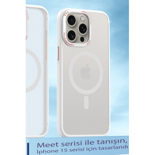 Movenchy iPhone 15 Pro Kılıf Radyant Magsafe Kapak - Beyaz Movenchy iPhone 15 Pro Kılıf Radyant Magsafe Kapak - Beyaz