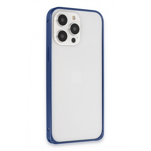 Joko iPhone 15 Pro Metal Bumper Mat Kapak - Lacivert Joko iPhone 15 Pro Metal Bumper Mat Kapak - Lacivert