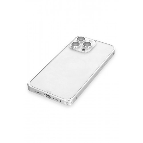 Joko iPhone 15 Pro Metal Bumper Mat Kapak - Gümüş Joko iPhone 15 Pro Metal Bumper Mat Kapak - Gümüş