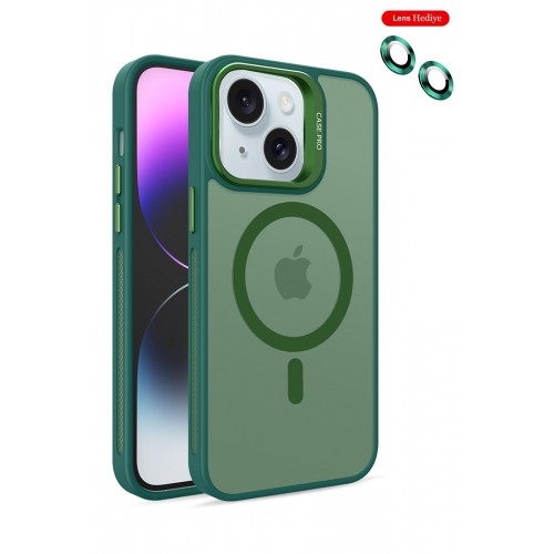 Joko iPhone 15 Kılıf Flet Lens Magsafe Kapak - Koyu Yeşil Joko iPhone 15 Kılıf Flet Lens Magsafe Kapak - Koyu Yeşil