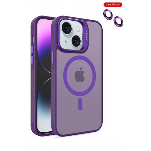 Joko iPhone 15 Kılıf Flet Lens Magsafe Kapak - Derin Mor Joko iPhone 15 Kılıf Flet Lens Magsafe Kapak - Derin Mor