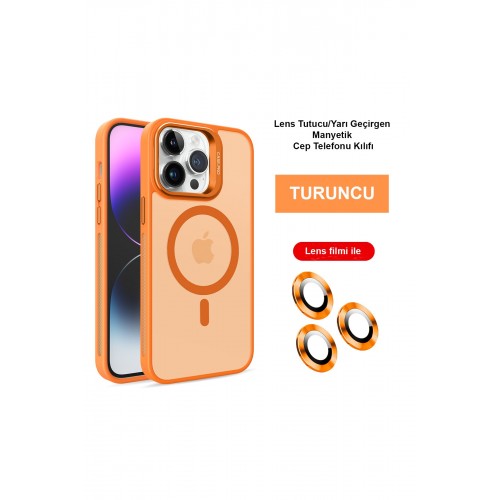 Joko iPhone 15 Pro Max Kılıf Flet Lens Magsafe Kapak - Turuncu Joko iPhone 15 Pro Max Kılıf Flet Lens Magsafe Kapak - Turuncu
