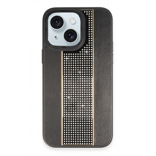 HDD iPhone 15 Kılıf HBC-160 Almera Taşlı Kapak - Siyah HDD iPhone 15 Kılıf HBC-160 Almera Taşlı Kapak - Siyah