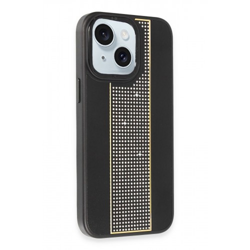 HDD iPhone 15 Kılıf HBC-160 Almera Taşlı Kapak - Siyah HDD iPhone 15 Kılıf HBC-160 Almera Taşlı Kapak - Siyah