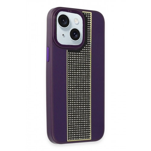 HDD iPhone 15 Kılıf HBC-160 Almera Taşlı Kapak - Derin Mor HDD iPhone 15 Kılıf HBC-160 Almera Taşlı Kapak - Derin Mor