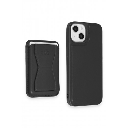 HDD iPhone 15 Kılıf HD Deri Luxury Magnet Kartvizitli Kapak - Siyah HDD iPhone 15 Kılıf HD Deri Luxury Magnet Kartvizitli Kapak - Siyah