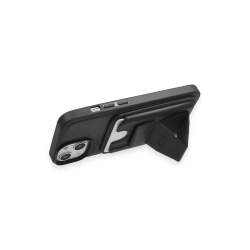 HDD iPhone 15 Kılıf HD Deri Luxury Magnet Kartvizitli Kapak - Siyah HDD iPhone 15 Kılıf HD Deri Luxury Magnet Kartvizitli Kapak - Siyah