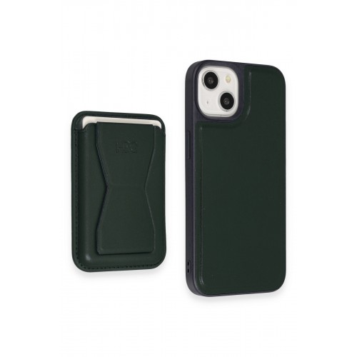 HDD iPhone 15 Kılıf HD Deri Luxury Magnet Kartvizitli Kapak - Koyu Yeşil HDD iPhone 15 Kılıf HD Deri Luxury Magnet Kartvizitli Kapak - Koyu Yeşil
