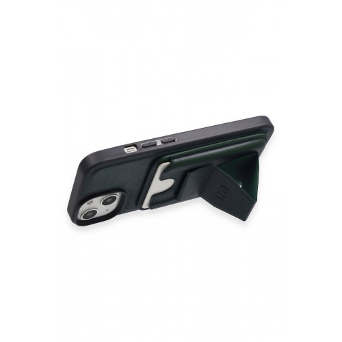 HDD iPhone 15 Kılıf HD Deri Luxury Magnet Kartvizitli Kapak - Koyu Yeşil HDD iPhone 15 Kılıf HD Deri Luxury Magnet Kartvizitli Kapak - Koyu Yeşil
