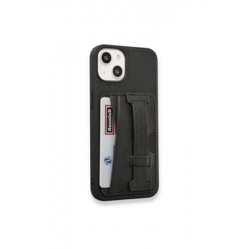 HDD iPhone 15 Kılıf HD Deri Kartvizitli Kapak - Siyah HDD iPhone 15 Kılıf HD Deri Kartvizitli Kapak - Siyah