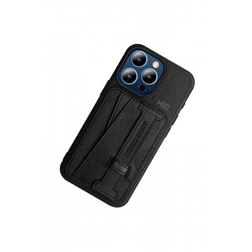 HDD iPhone 15 Pro Kılıf HD Deri Kartvizitli Kapak - Siyah HDD iPhone 15 Pro Kılıf HD Deri Kartvizitli Kapak - Siyah