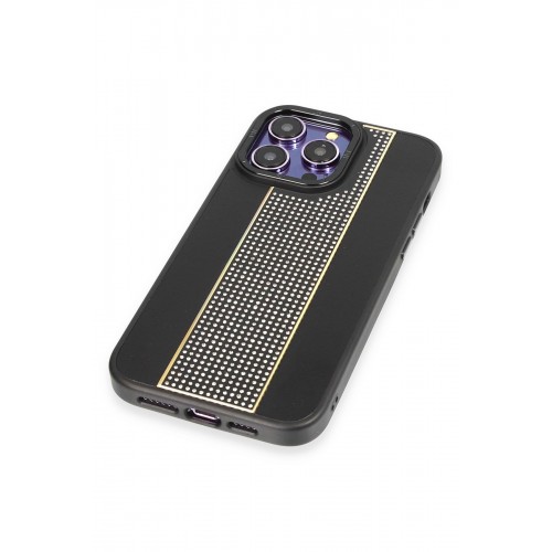 HDD iPhone 14 Pro Max Kılıf HBC-160 Almera Taşlı Kapak - Siyah HDD iPhone 14 Pro Max Kılıf HBC-160 Almera Taşlı Kapak - Siyah