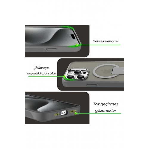 Joko iPhone 14 Pro Max Tork Magsafe Standlı Kapak - Titan Gri Joko iPhone 14 Pro Max Tork Magsafe Standlı Kapak - Titan Gri