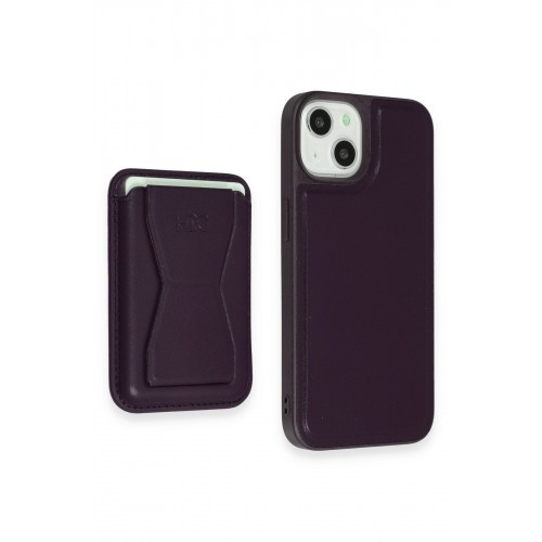 HDD iPhone 15 Kılıf HD Deri Luxury Magnet Kartvizitli Kapak - Derin Mor HDD iPhone 15 Kılıf HD Deri Luxury Magnet Kartvizitli Kapak - Derin Mor