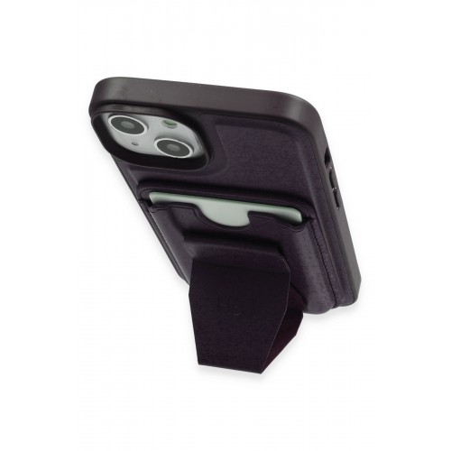 HDD iPhone 15 Kılıf HD Deri Luxury Magnet Kartvizitli Kapak - Derin Mor HDD iPhone 15 Kılıf HD Deri Luxury Magnet Kartvizitli Kapak - Derin Mor