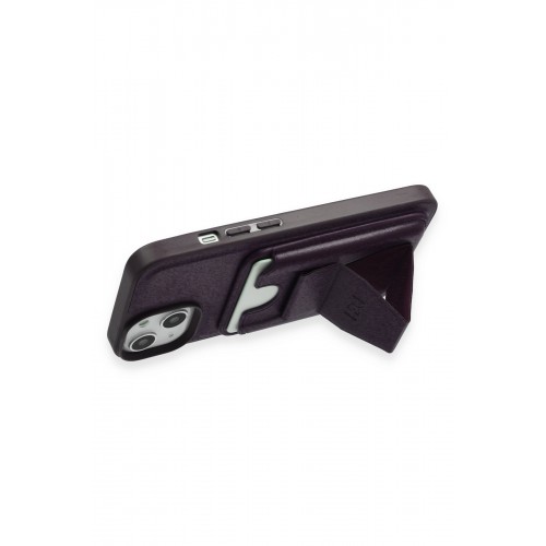 HDD iPhone 15 Kılıf HD Deri Luxury Magnet Kartvizitli Kapak - Derin Mor HDD iPhone 15 Kılıf HD Deri Luxury Magnet Kartvizitli Kapak - Derin Mor