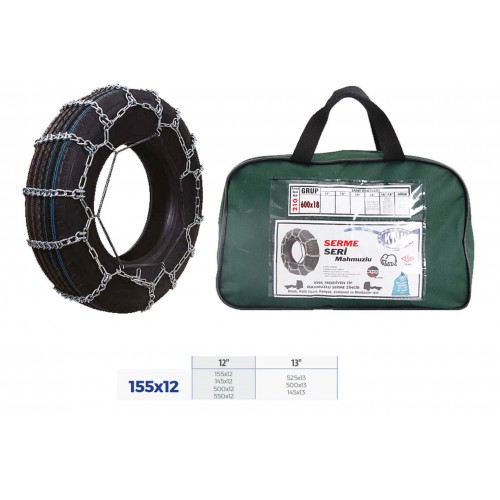 PATİNAJ ZİNCİRİ BİNEK VE HAFİF TİC.ARAÇ SERME 12-13 JANT 155x12 ZİNCİR EBATLARI İÇİN RESİME BAKINIZ PATİNAJ ZİNCİRİ BİNEK VE HAFİF TİC.ARAÇ SERME 12-13 JANT 155x12 ZİNCİR EBATLARI İÇİN RESİME BAKINIZ