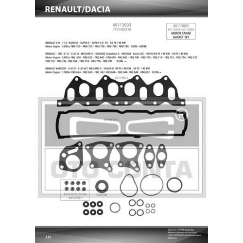 ÜST TAKIM CONTASI RENAULT KANGO 1.9 DİZEL (KEÇELİ) ÜST TAKIM CONTASI RENAULT KANGO 1.9 DİZEL (KEÇELİ)