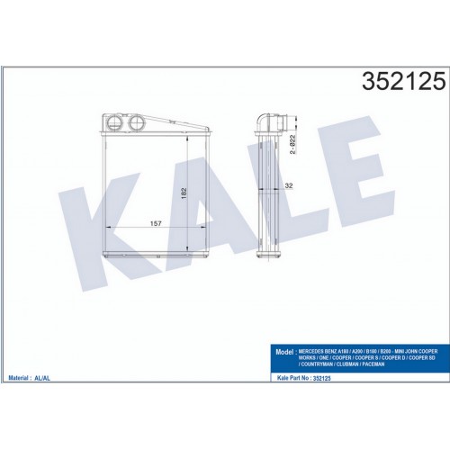 KALORİFER RADYATÖRÜ MERCEDES BENZ W169 04- W245 05- MINI COOPER 09- AL/PL/BRZ KALORİFER RADYATÖRÜ MERCEDES BENZ W169 04- W245 05- MINI COOPER 09- AL/PL/BRZ