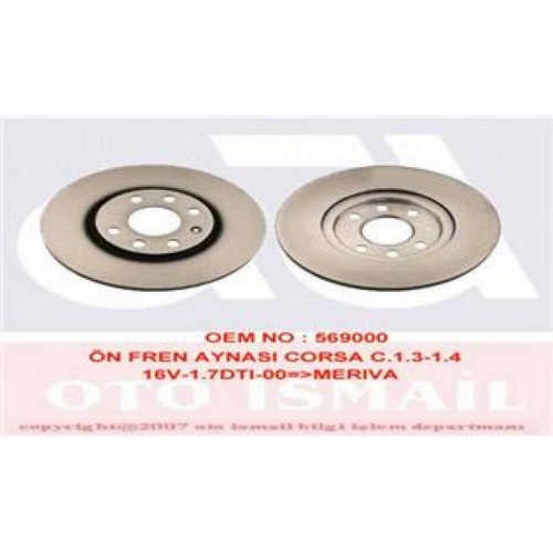 ÖN FREN AYNASI CORSA C Z14 Y17DT 00-03 1.3CDTİ03 COMBO 01-03 1.3CDTİ 04 TIGRA 04 260x23.9x6D ÖN FREN AYNASI CORSA C Z14 Y17DT 00-03 1.3CDTİ03 COMBO 01-03 1.3CDTİ 04 TIGRA 04 260x23.9x6D