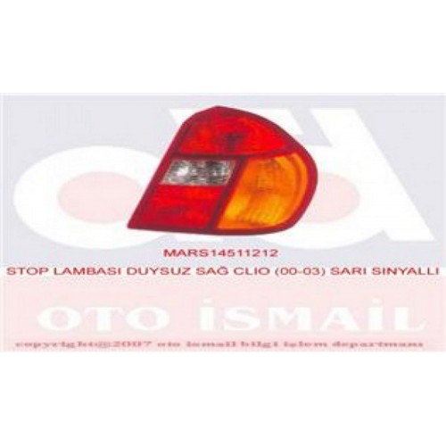 STOP LAMBASI DUYSUZ SAĞ CLIO 00-03 SARI SİNYALLİ STOP LAMBASI DUYSUZ SAĞ CLIO 00-03 SARI SİNYALLİ