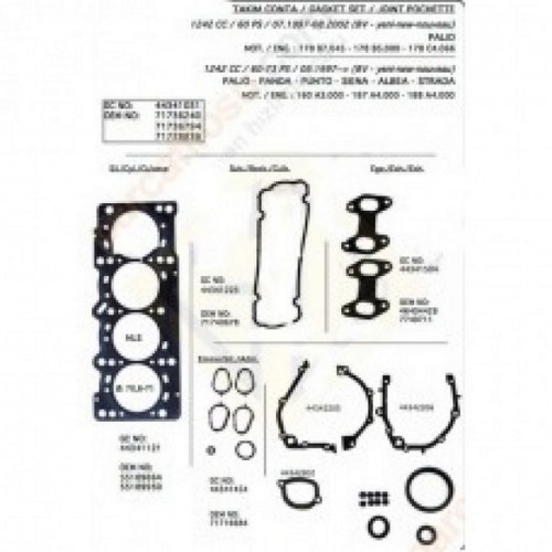 MOTOR TK CONTASI KEÇESİZ PALIO 1.2-UNO 60 MOTOR TK CONTASI KEÇESİZ PALIO 1.2-UNO 60