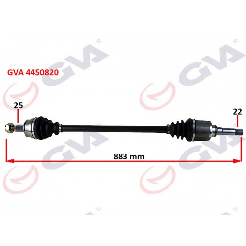 KOMPLE AKS SAĞ BIPPER 1.4 HDI 07 883mm KOMPLE AKS SAĞ BIPPER 1.4 HDI 07 883mm