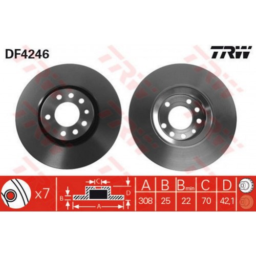 ÖN FREN AYNASI ASTRA G-H-ZAFIRA 01 MERIVA B-SSAB 9-3 1.6-2.0-1.9CDTI 308x25x7DLxHAVALI ÖN FREN AYNASI ASTRA G-H-ZAFIRA 01 MERIVA B-SSAB 9-3 1.6-2.0-1.9CDTI 308x25x7DLxHAVALI
